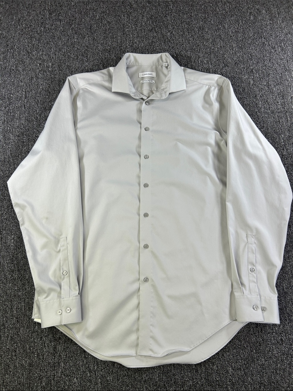 Calvin Klein Infinite Non-Iron Slim Tall Stretch Dress Shirt 16.5 36/37 Gray